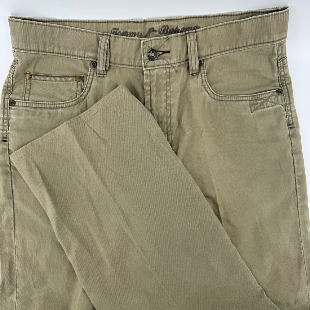 Tommy Bahama Mens 32x34 Classic Fit Corduroy Pants Khaki Tan Cotton Straight Leg